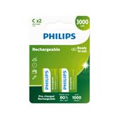 Baterie Philips R14B2A300/10 nabíjecí C 3000mAh 2ks