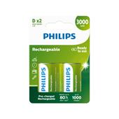 Baterie Philips R20B2A300/10 nabíjecí D 3000mAh 2ks