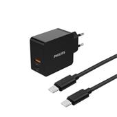 Nabíječka do auta Philips DLP2621C/12 + 1m kabel USBC na USBC, černý